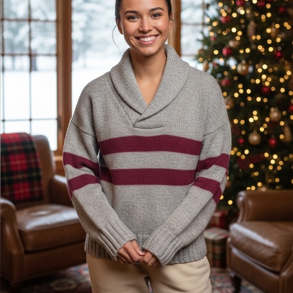 Vintage Sweaters - Vtg 90s GAP 100% Wool Shawl Collar Sweater | GAP Peak Quality Era